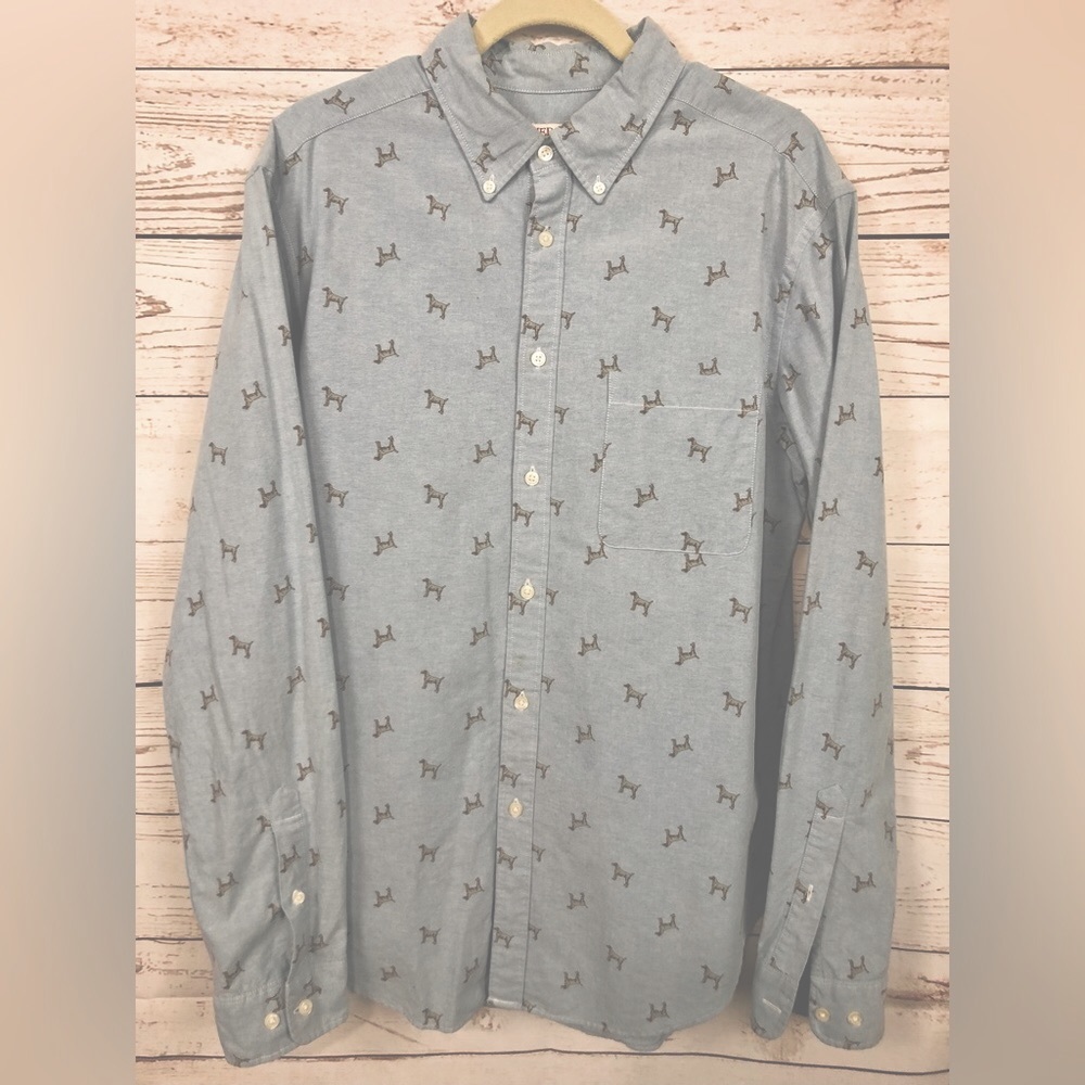 Merona men’s long sleeve dog print button down